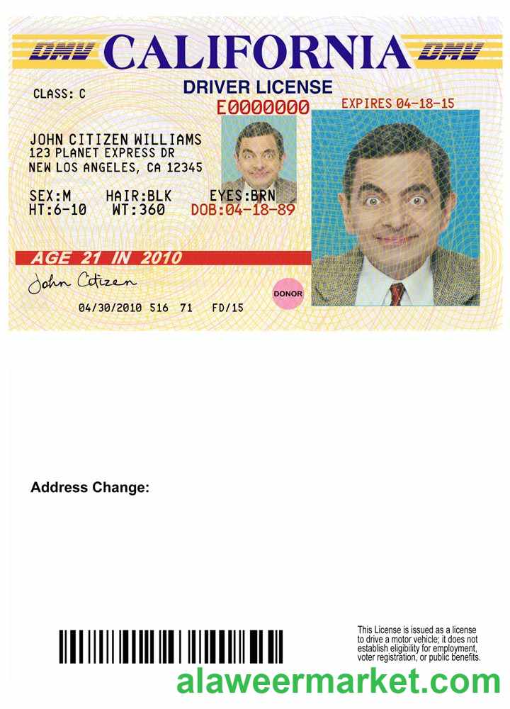 USA California driving license version 3
